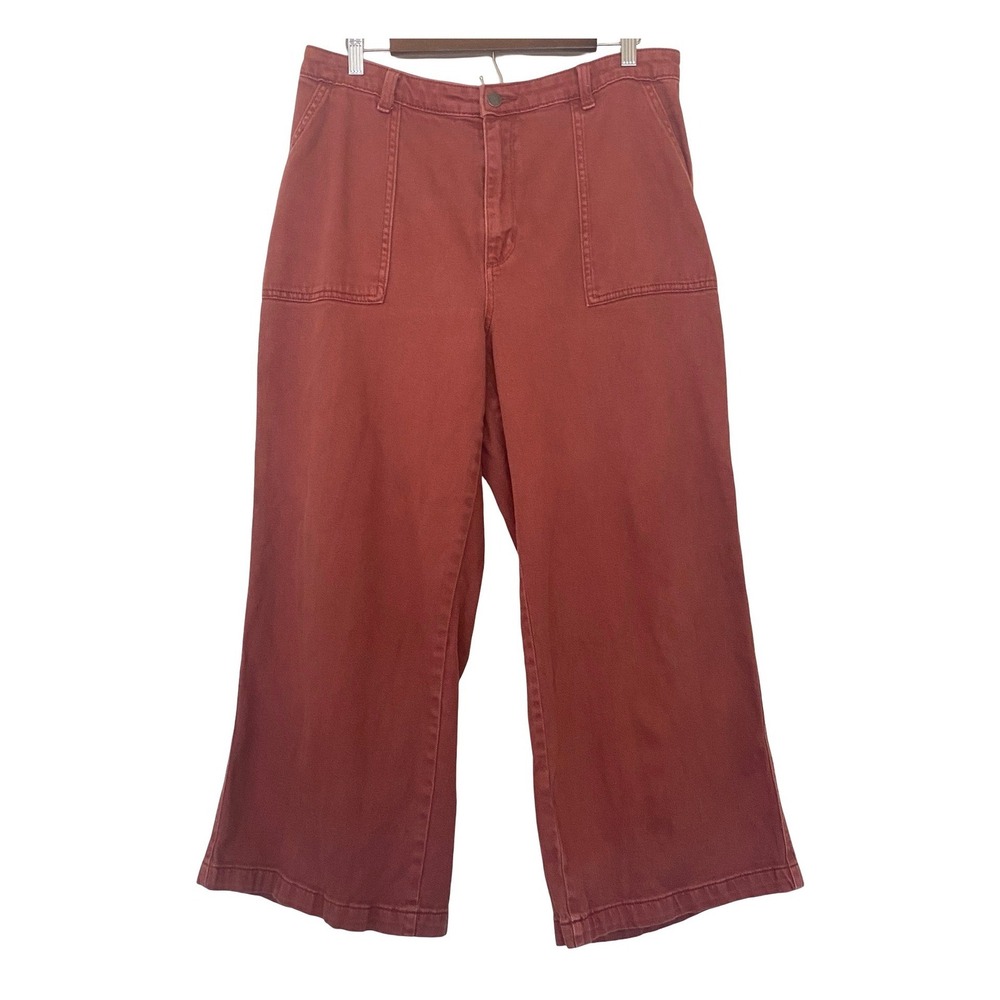 Universal Thread Wide Leg Crop Women Pants 12/31R Rust Red Utility Patch Pocket